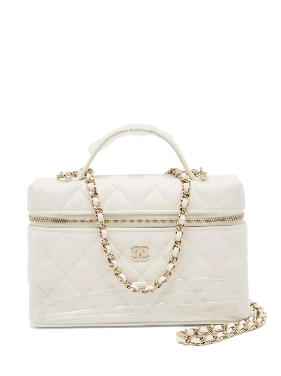 ⁦quilted leather top-handle vanity bag⁩ – תמונה ⁦1⁩