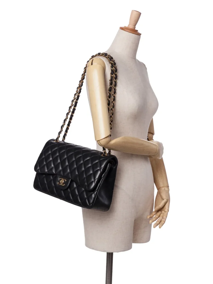 ⁦2010-2011 Jumbo Classic Lambskin Double Flap shoulder bag⁩ – תמונה ⁦6⁩