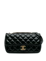 2015-2016 Paris-Salzburg Medium Patent Goatskin CC Eyelet Flap crossbody bag