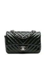 2015-2016 Mini Rectangular Classic Chevron Patent Single Flap crossbody bag