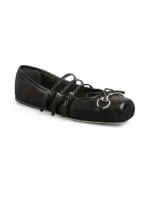 ⁦GUCCI Black Leather Ballet Flats⁩ – תמונה ⁦5⁩