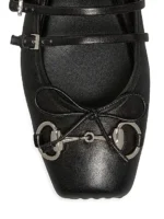 ⁦GUCCI Black Leather Ballet Flats⁩ – תמונה ⁦2⁩
