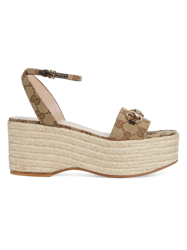 GUCCI Lady Horsebit 75MM GG Wedge