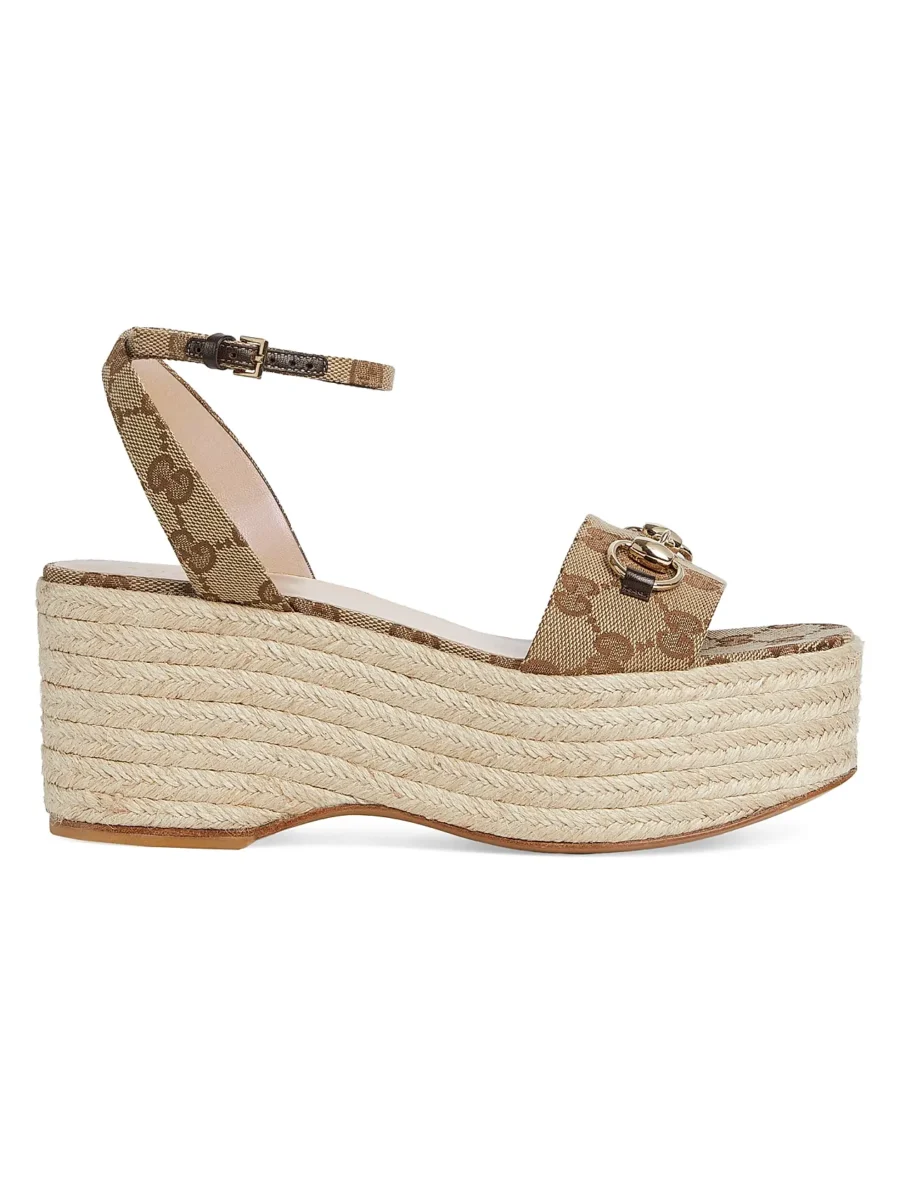 ⁦GUCCI Lady Horsebit 75MM GG Wedge⁩ – תמונה ⁦1⁩