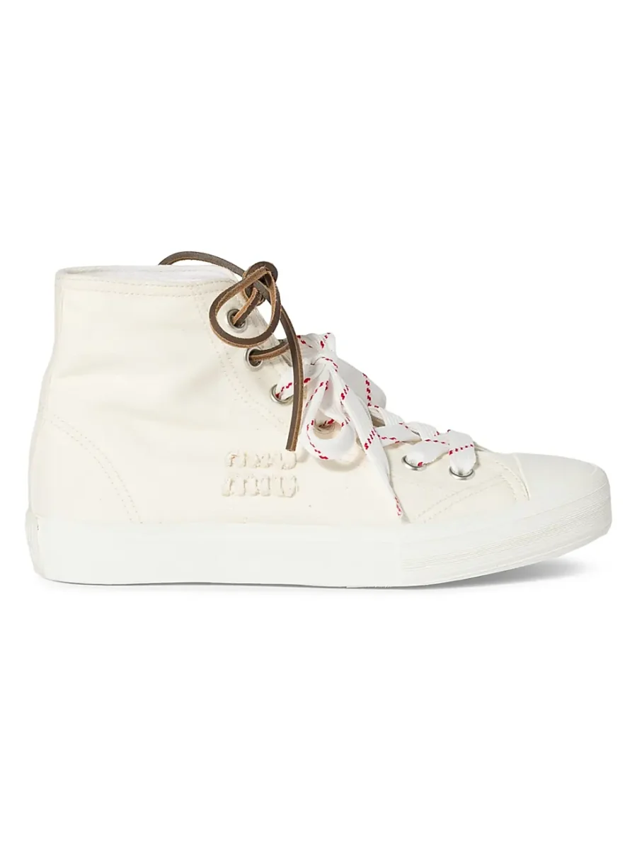 ⁦MIU MIU Washed Denim High-Top⁩ – תמונה ⁦1⁩