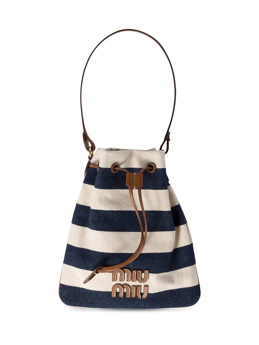 ⁦MIU MIU Striped Fabric Drawstring⁩ – תמונה ⁦11⁩