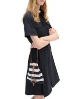 ⁦MIU MIU Striped Fabric Drawstring⁩ – תמונה ⁦10⁩
