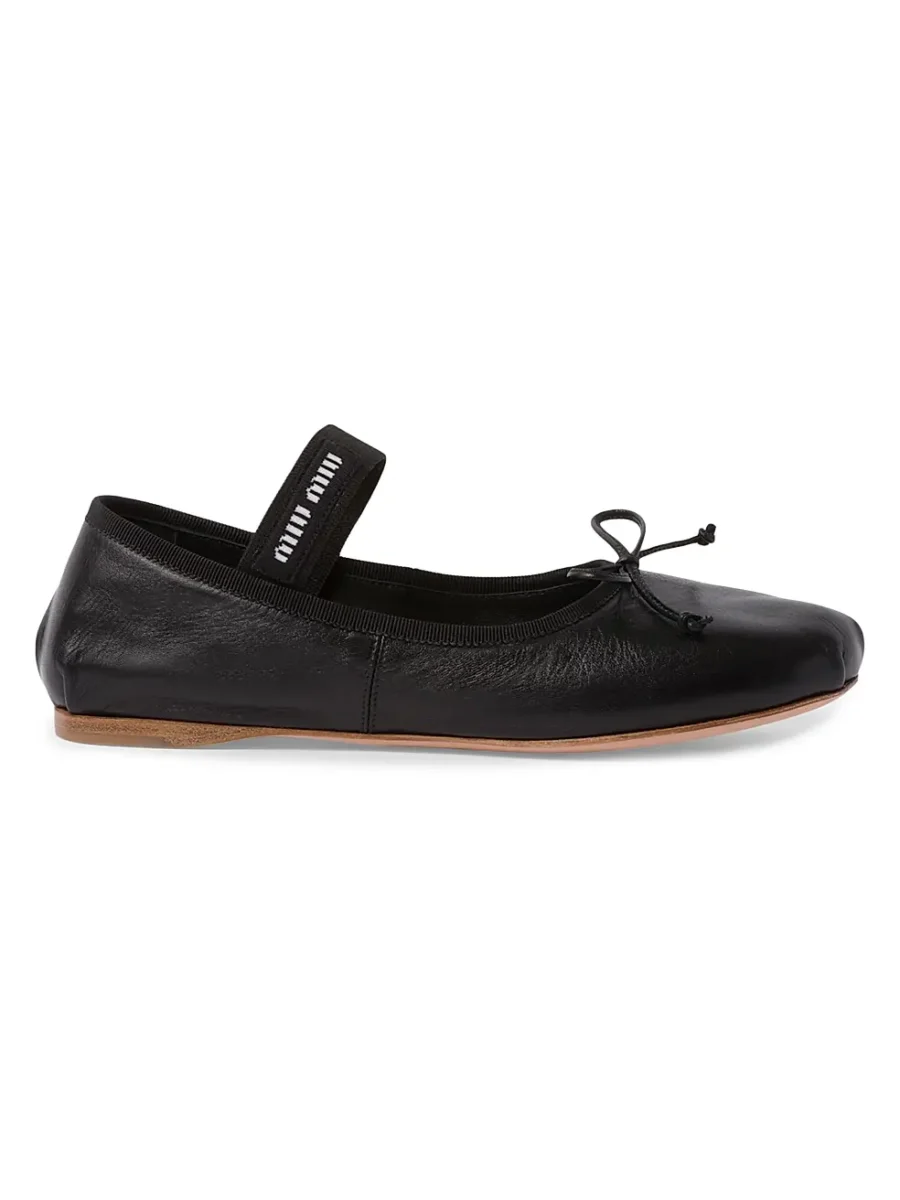⁦MIU MIU Leather Ballerinas⁩ – תמונה ⁦1⁩