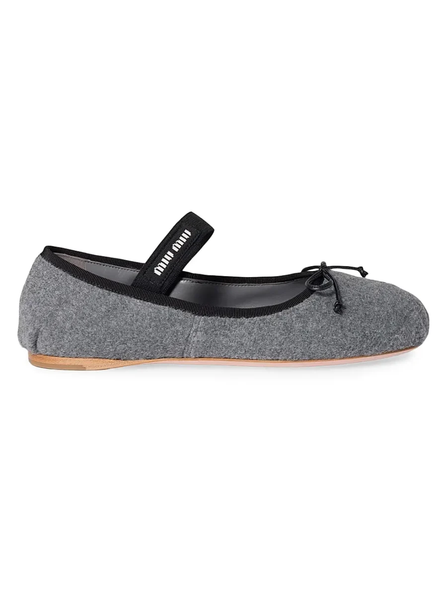 ⁦MIU MIU Fleece Ballerinas⁩ – תמונה ⁦1⁩