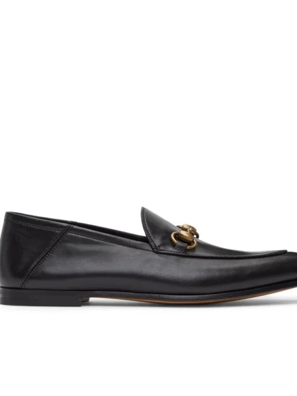 GUCCI Black Leather Horsebit Loafers