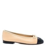 Chanel Beige Black Ballet Flat