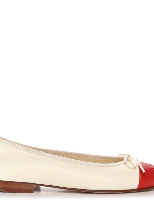 Chanel Beige White Rouge Flat