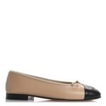 Chanel Beige Black Ballet Flat