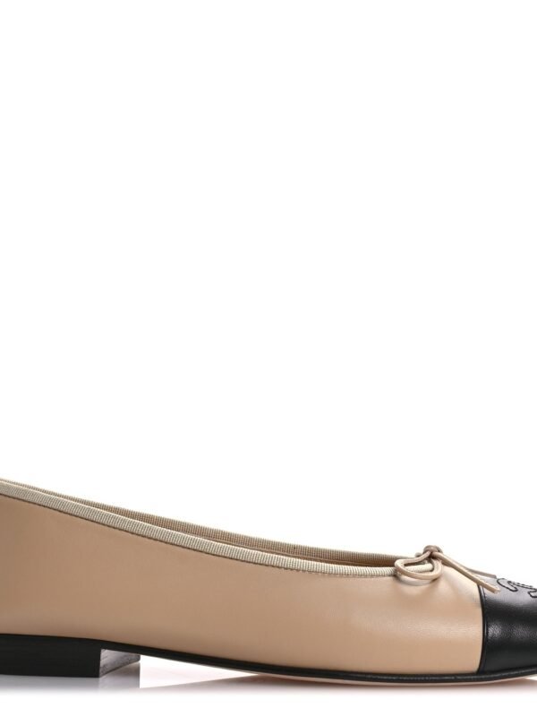 Chanel Beige Black Ballet Flat