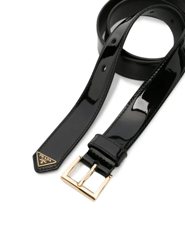 PRADA logo-plaque leather belt