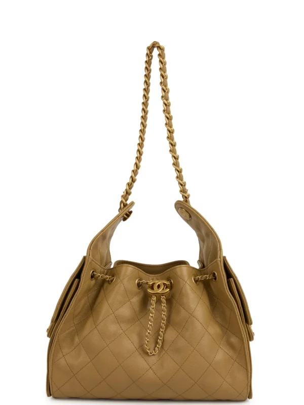 Chanel Small 25 Hobo Bag Dark Beige Caviar