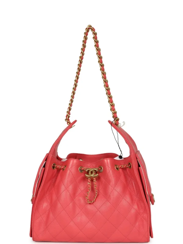 Chanel Small 25 Hobo Bag Coral Pink Caviar