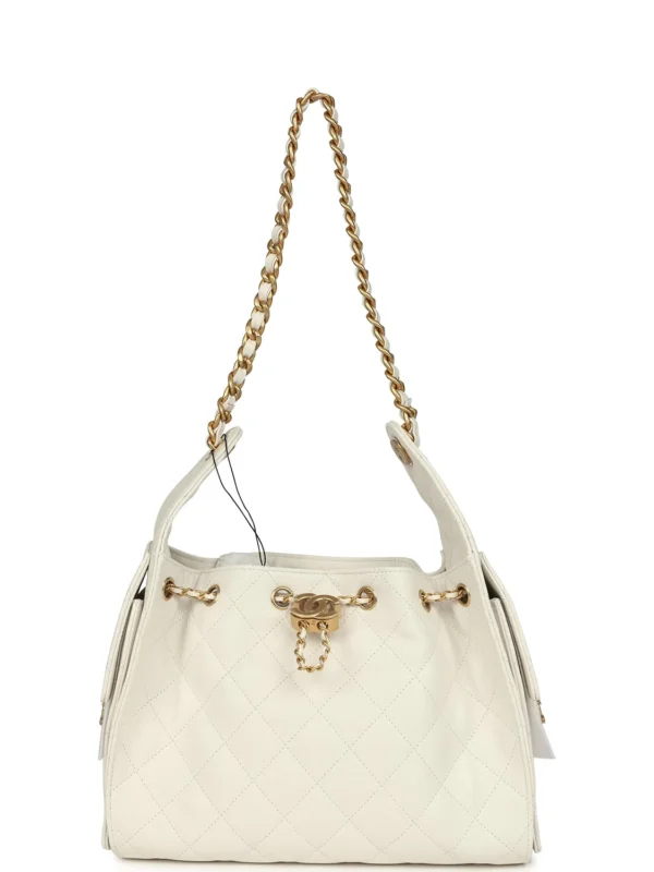 Chanel Small 25 Hobo Bag White Caviar