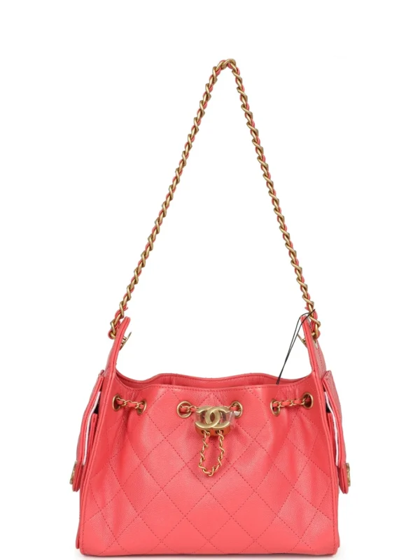 Chanel Mini 25 Hobo Bag Coral Pink Caviar