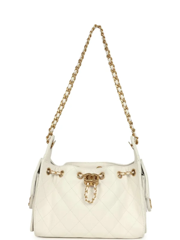Chanel Mini 25 Hobo Bag White Caviar