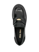 ⁦Miu Miu Coin-Embellished Block-Heel Loafers – Black⁩ – תמונה ⁦4⁩