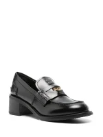 ⁦Miu Miu Coin-Embellished Block-Heel Loafers – Black⁩ – תמונה ⁦2⁩