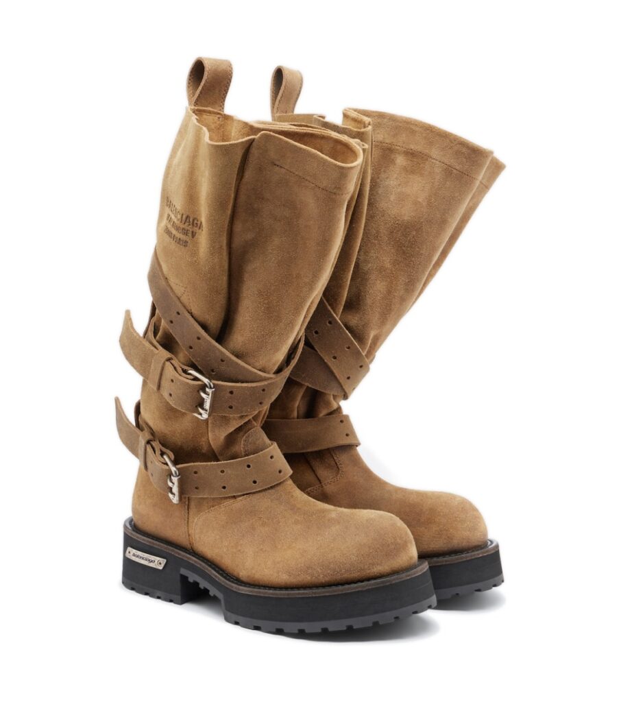 מגפי בלנסיאגה – Balenciaga Venom Suede Biker Boots – Tan