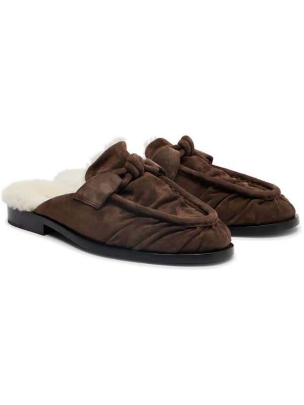 מוקסיני בוטגה ונטה – Bottega Veneta Astaire Shearling-Trimmed Suede Loafers – Brown