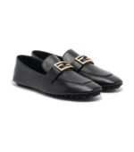 מוקסיני פנדי – Fendi Tube Leather Driving Shoes – Black