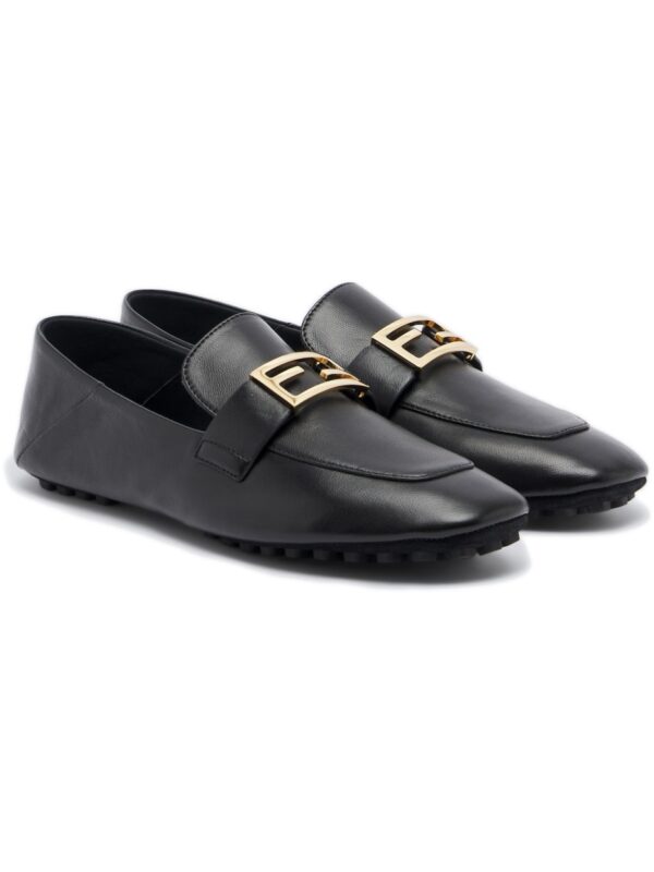 מוקסיני פנדי – Fendi Tube Leather Driving Shoes – Black
