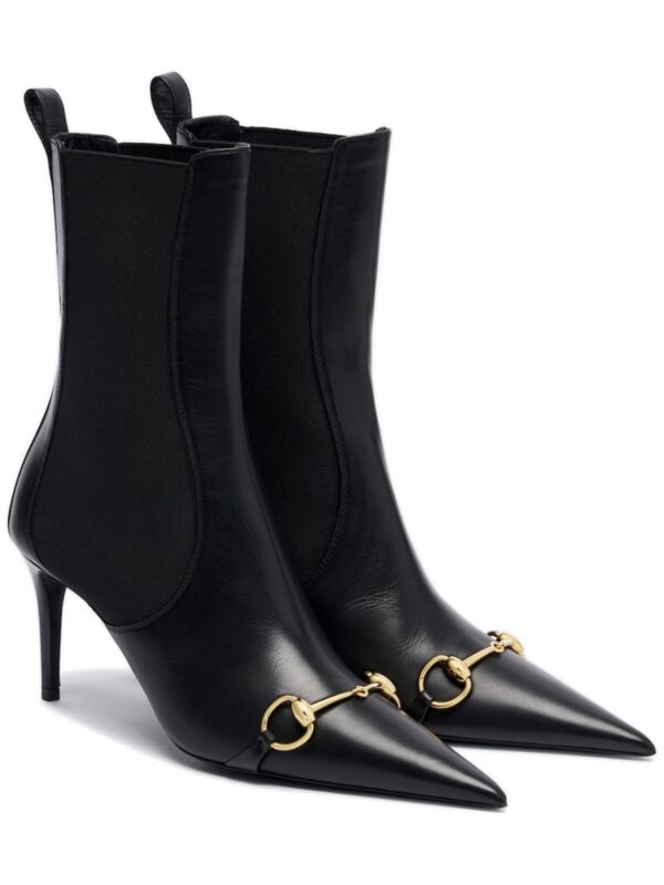 מגפוני גוצ׳י – Gucci Donna Horsebit Leather Ankle Boots – Black