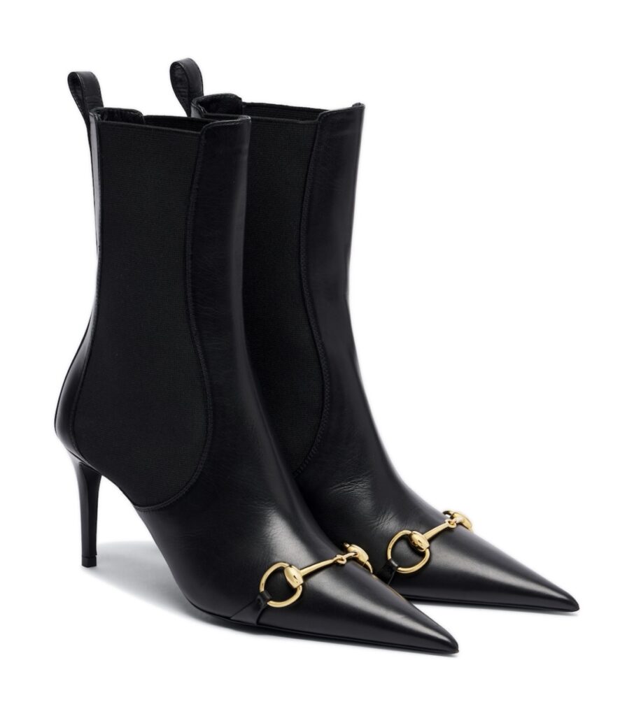 מגפוני גוצ׳י – Gucci Donna Horsebit Leather Ankle Boots – Black