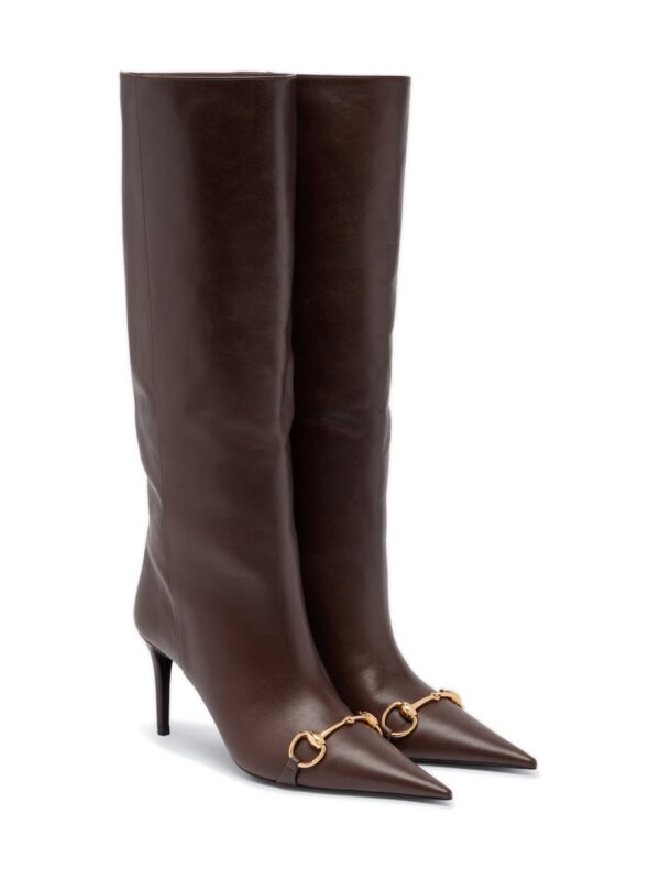 מגפי ברך גוצ׳י – Gucci Donna Horsebit Leather Knee-High Boots – Brown