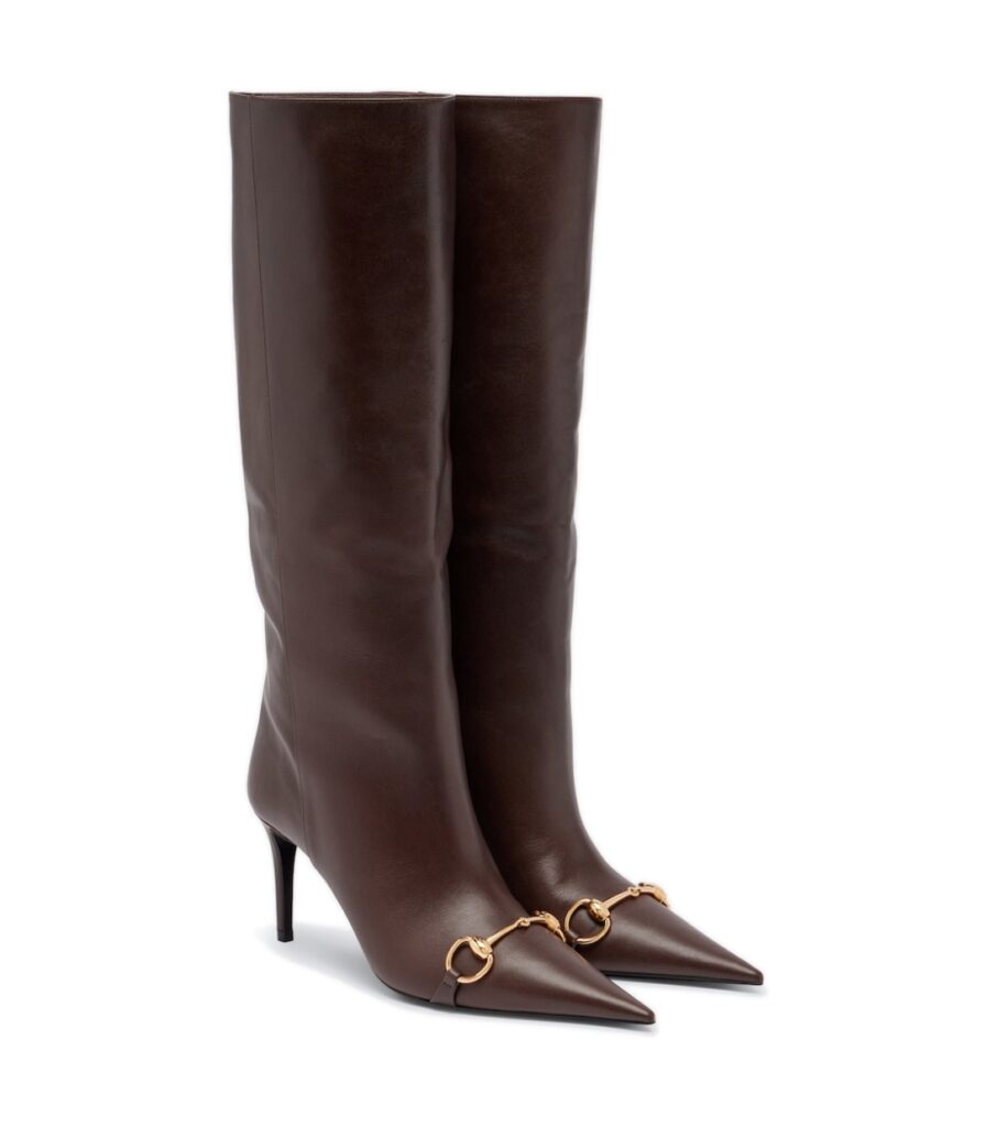 מגפי ברך גוצ׳י – Gucci Donna Horsebit Leather Knee-High Boots – Brown