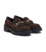 מוקסיני פלטפורמה גוצ׳י – Gucci Rhody Horsebit Suede Platform Loafers – Brown
