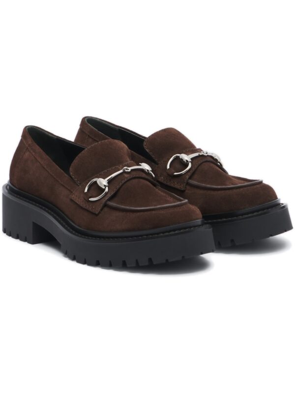מוקסיני פלטפורמה גוצ׳י – Gucci Rhody Horsebit Suede Platform Loafers – Brown