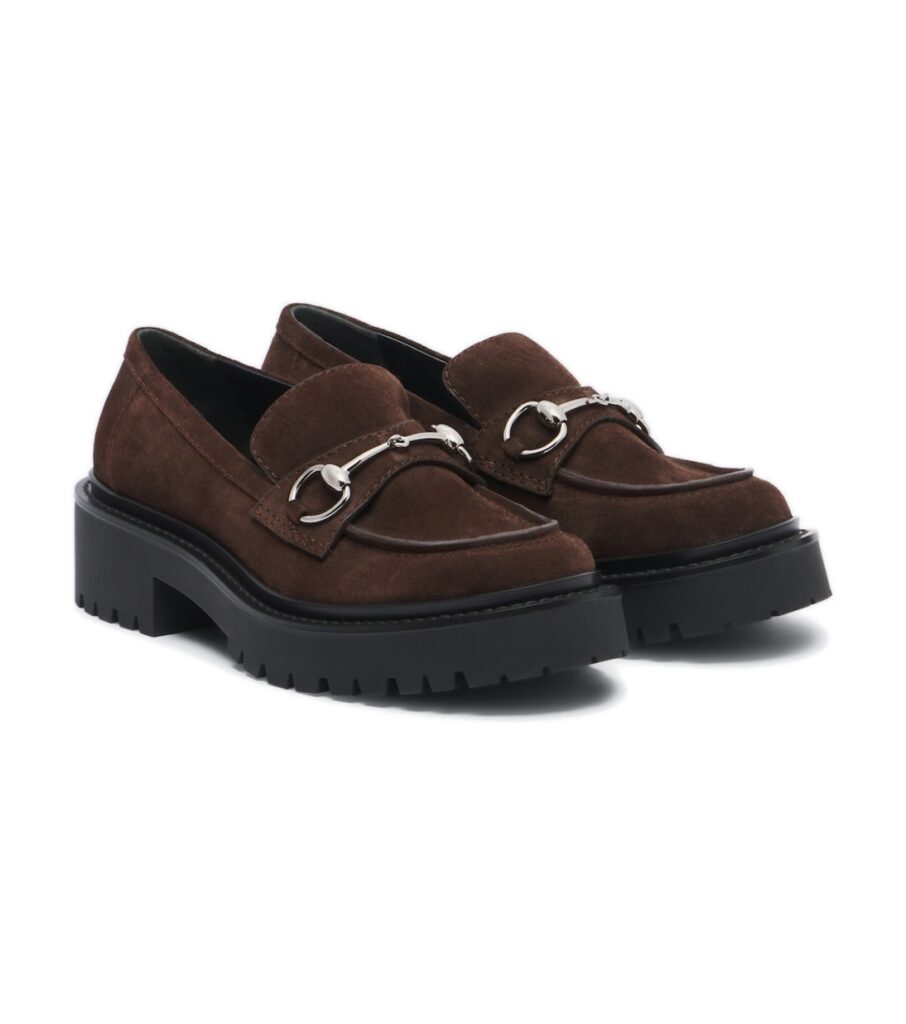 מוקסיני פלטפורמה גוצ׳י – Gucci Rhody Horsebit Suede Platform Loafers – Brown