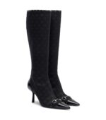 מגפי גוצ׳י GG – Gucci Savoy Horsebit GG Canvas Knee-High Boots – Black