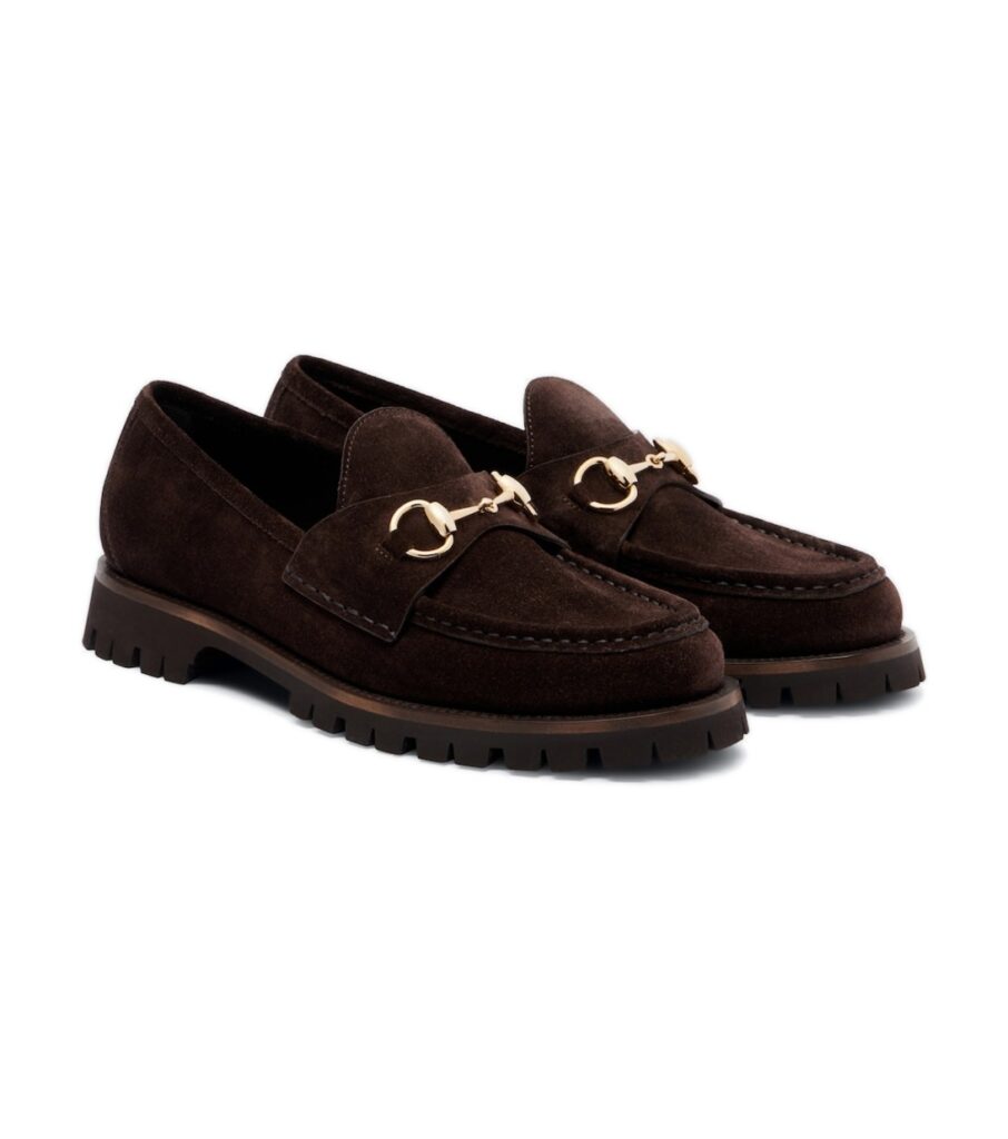 מוקסיני גוצ׳י – Gucci Sylke Horsebit Suede Loafers – Brown