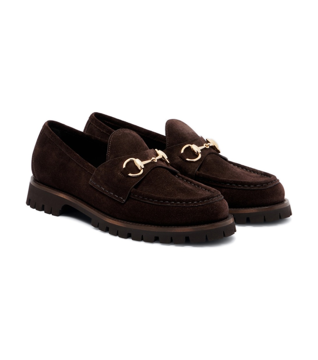 Gucci Sylke Horsebit Suede Loafers – Brown מוקסיני גוצ׳י – Gucci Sylke Horsebit Suede Loafers – Brown