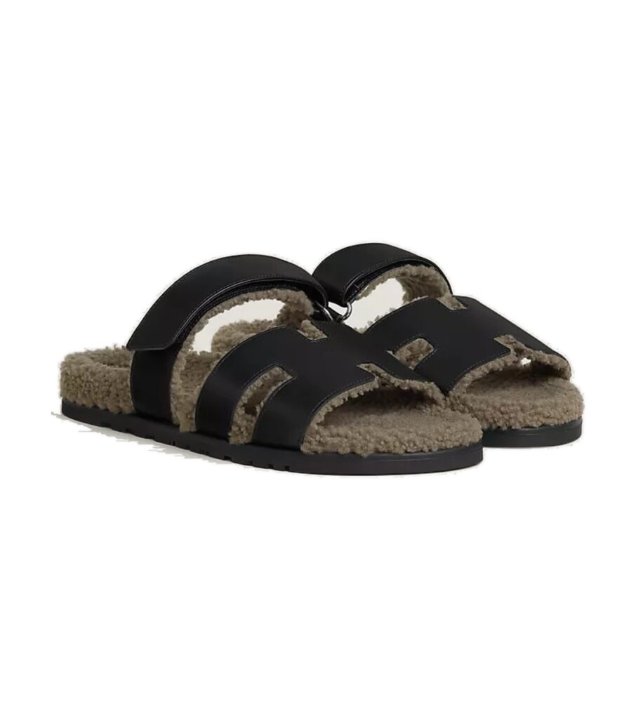 סנדלי הרמס לגברים שחור – Hermès Chypre Sandal Men – Noir / Étoupe