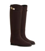 מגפי הרמס ג׳מפינג נמוכים חום מרון אבן – Hermès Jumping Shorter Boot – Marron Ébène Suede