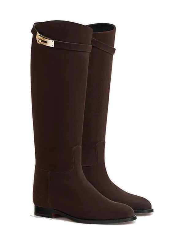 מגפי הרמס ג׳מפינג נמוכים חום מרון אבן – Hermès Jumping Shorter Boot – Marron Ébène Suede