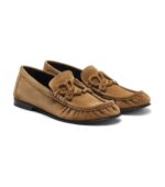 מוקסיני לואווה קרמל – Loewe Double L Suede Loafers – Caramel