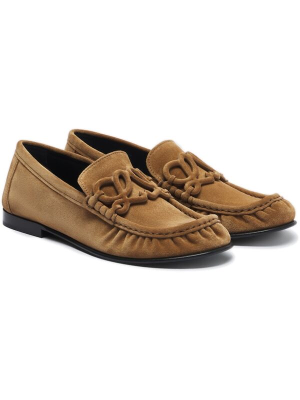 מוקסיני לואווה קרמל – Loewe Double L Suede Loafers – Caramel