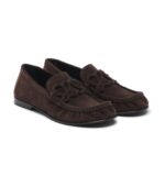 מוקסיני לואווה – Loewe Double L Suede Loafers – Dark Chocolate