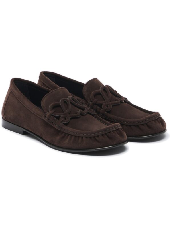 מוקסיני לואווה – Loewe Double L Suede Loafers – Dark Chocolate