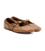 בלרינות לואווה – Loewe Pebble Leather Ballet Flats – Brown