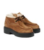 נעלי מיו מיו לנשים – Miu Miu Chunky Shearling-Trimmed Leather Flats – Brown