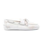 נעלי סירה מיו מיו – Miu Miu Distressed Leather Boat Shoes – White